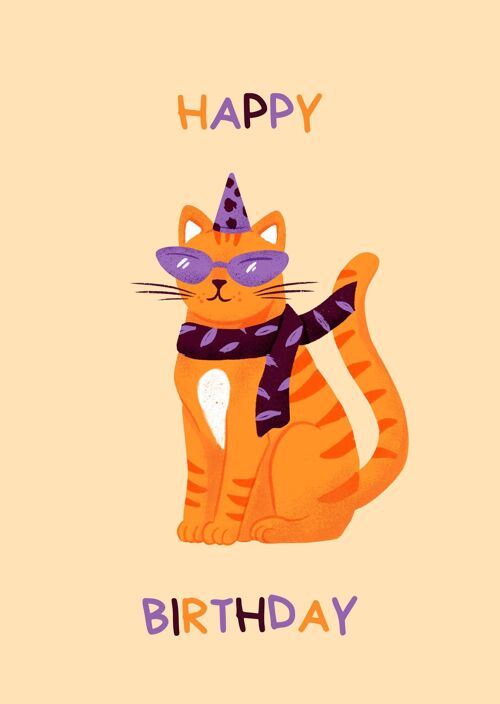 Carte d'anniversaire - chat