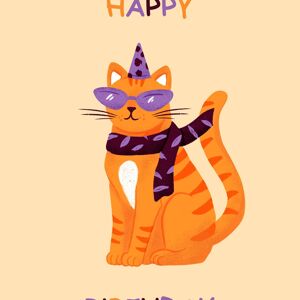 Carte d'anniversaire - chat