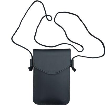 Safekeepers leather phone bag - Neck bag - Chest bag - Anti Skimm Leather - Black