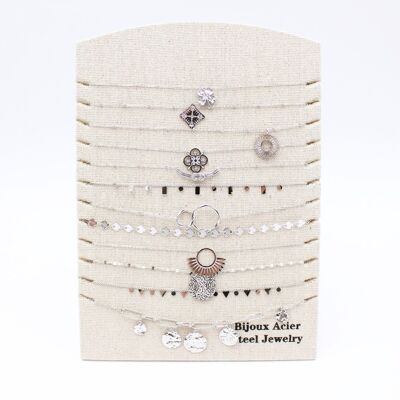 Pack de 12 collares de acero inoxidable - PLATA