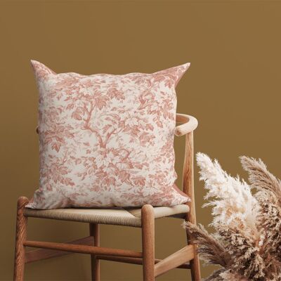 Sepia floral cotton decorative cushion 40x40cm
