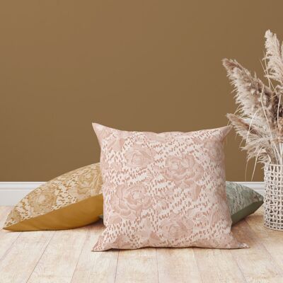Pink cotton gauze decorative cushion