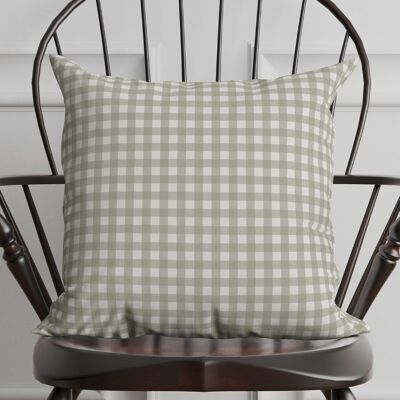 Square green gingham cushion 100% cotton