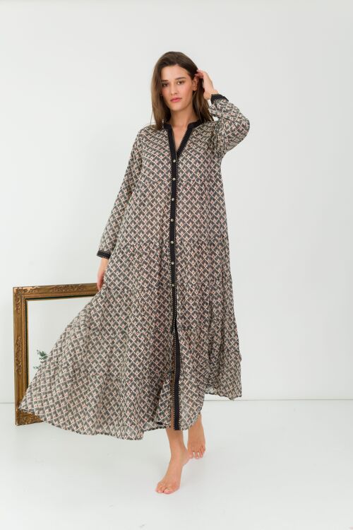 Robe longue  bohème en coton