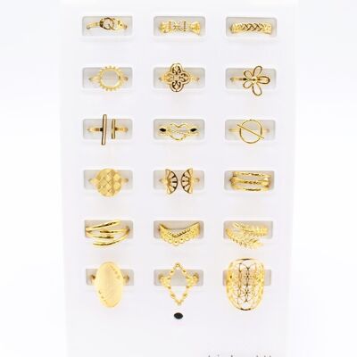 Confezione da 18 anelli in acciaio inossidabile - oro