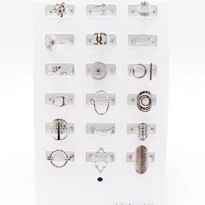 Confezione da 18 anelli in acciaio inossidabile - argento