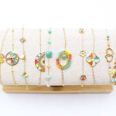 Pack de 12 bracelets en acier - multicolor