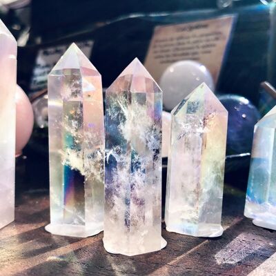 Obelisk aura crystal point angel aura quartz rainbow