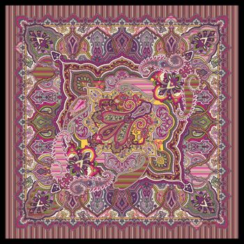 Foulard en soie 90x90 couleur prune 2