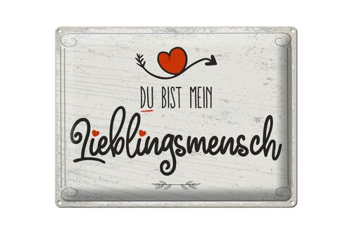 Blechschild Spruch Du bist mein Lieblingsmensch Herz 40x30cm