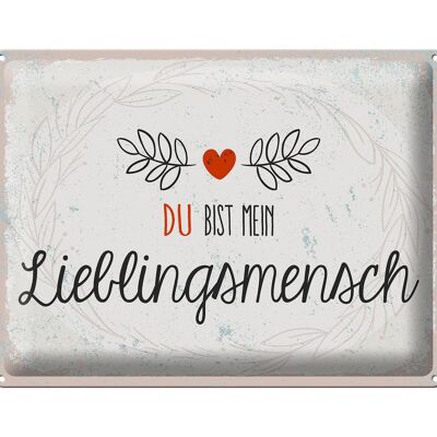 Blechschild Spruch Du mein Lieblingsmensch Herz 40x30cm