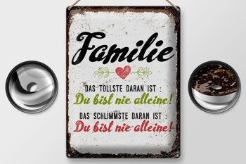 Plaque en tôle disant Famille Tu n'es jamais seul 30x40cm 2