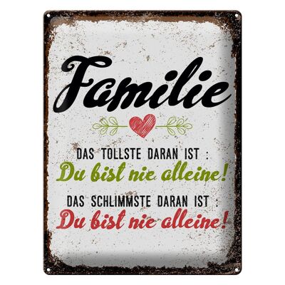 Blechschild Spruch Familie Du bist nie alleine 30x40cm