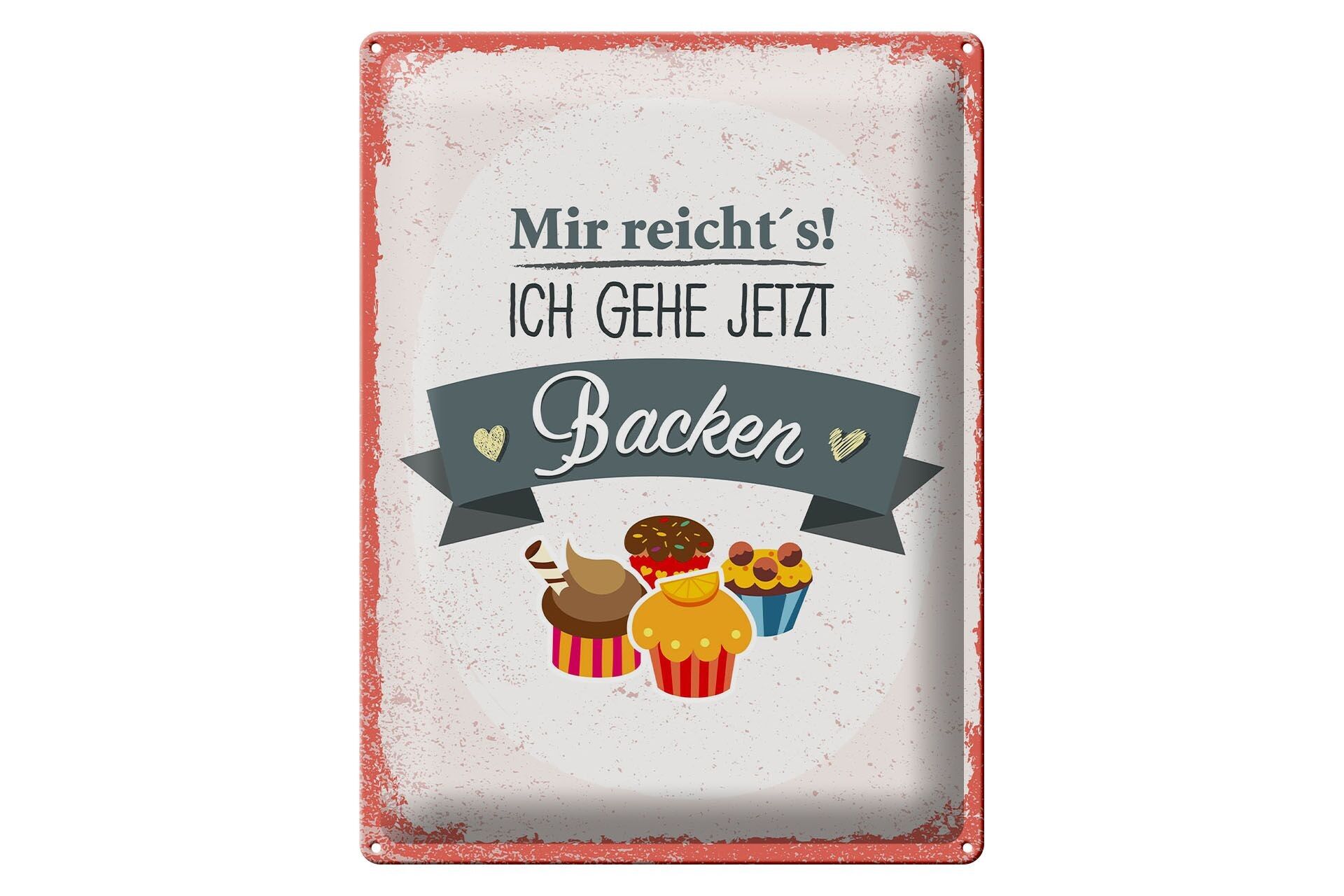 Targa in metallo con scritta "Ne ho abbastanza, vado a cuocere" rossa 30x40 cm