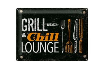 Plaque en tôle indiquant Grill & Chill Lounge Grilling 40x30cm 1