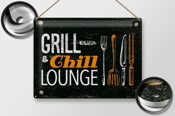 Plaque en tôle indiquant Grill & Chill Lounge Grilling 40x30cm 2