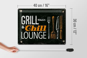 Plaque en tôle indiquant Grill & Chill Lounge Grilling 40x30cm 4