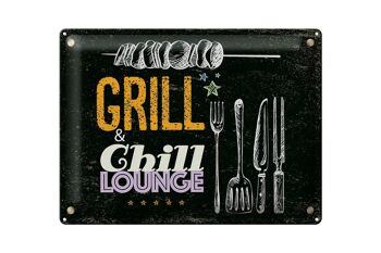 Plaque en tôle indiquant Grill & Chill Meat Grilling 40x30cm 1