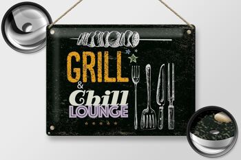 Plaque en tôle indiquant Grill & Chill Meat Grilling 40x30cm 2