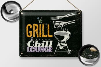 Plaque en tôle indiquant Grill & Chill Lounge 5 étoiles 40x30cm 2