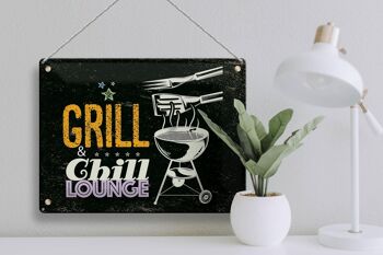 Plaque en tôle indiquant Grill & Chill Lounge 5 étoiles 40x30cm 3