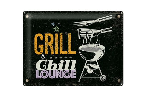 Blechschild Spruch Grill & Chill Lounge 5 Sterne 40x30cm