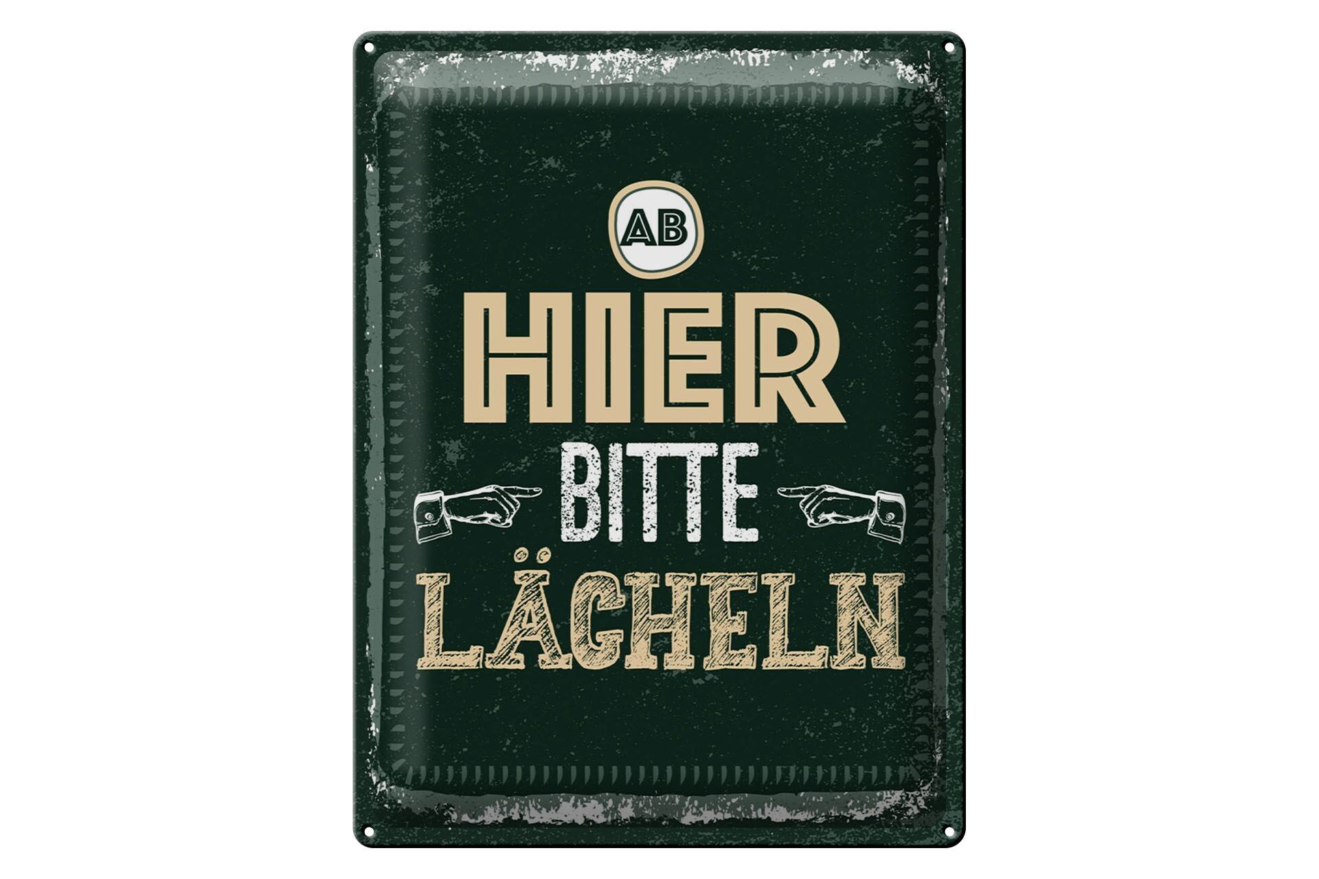 Targa in metallo con scritta Da qui per favore sorridi 30x40 cm regalo