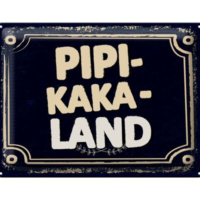 Panneau en étain disant drôle Pipi-Kaka-Land 40x30cm cadeau