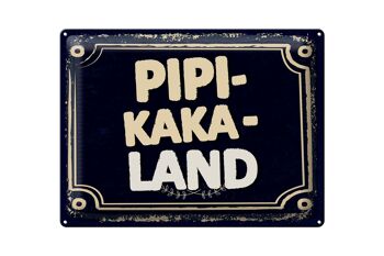 Panneau en étain disant drôle Pipi-Kaka-Land 40x30cm cadeau 1