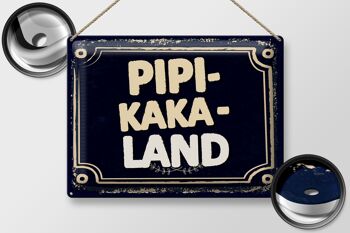 Panneau en étain disant drôle Pipi-Kaka-Land 40x30cm cadeau 2