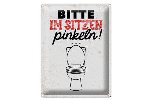 Blechschild Spruch lustig im sitzen pinkeln 30x40cm Geschenk