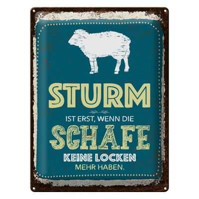Cartel de chapa que dice tormenta cuando las ovejas no tienen rizos 30x40cm