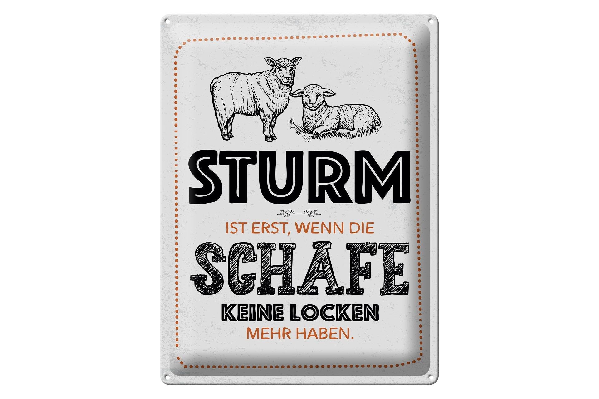 Kaufen Sie Blechschild Spruch lustig Sturm wenn Schafe Locken 30x40cm