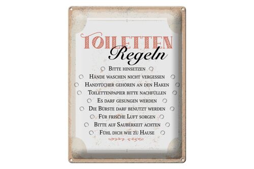 Blechschild Spruch Toiletten Regeln bitte hinsetzen 30x40cm