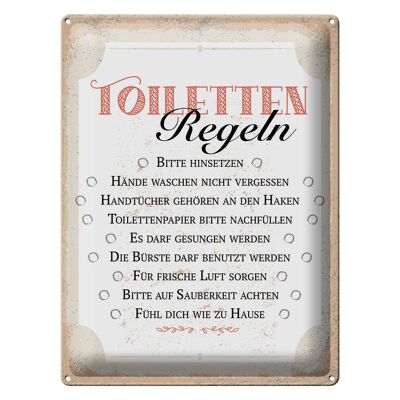 Blechschild Spruch Toiletten Regeln bitte hinsetzen 30x40cm