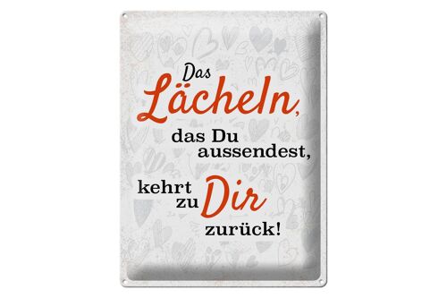 Blechschild Spruch das Lächeln kommt zurück 30x40cm