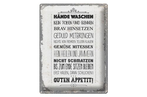 Blechschild Spruch Hände waschen kein toben rennen 30x40cm