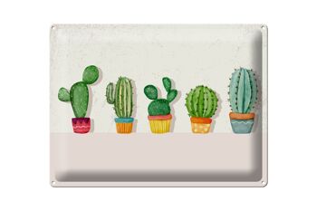 Plaque en tôle disant 5 cactus pot de fleur cactus 40x30cm 1