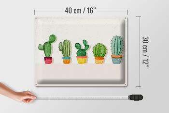 Plaque en tôle disant 5 cactus pot de fleur cactus 40x30cm 4