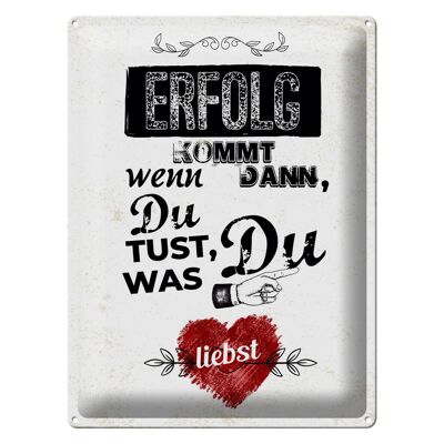 Blechschild Spruch Erfolg dann du tust was du liebst 30x40cm