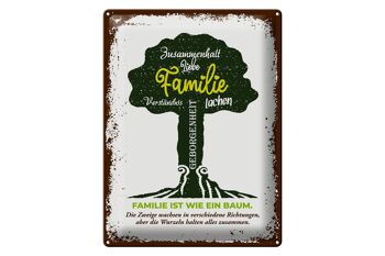 Plaque en tôle disant que la famille est comme un arbre 30x40cm 1