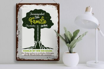 Plaque en tôle disant que la famille est comme un arbre 30x40cm 3