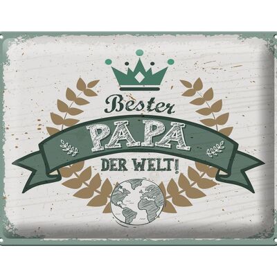 Targa in metallo con scritta "Il miglior papà del mondo" regalo 40x30 cm