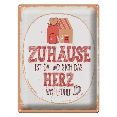 Blechschild Spruch Zuhause da wo Herz wohlfühlt 30x40cm