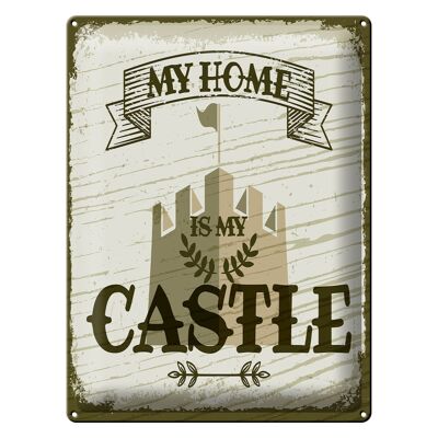 Targa in metallo con scritta "La mia casa è il mio castello" 30x40 cm