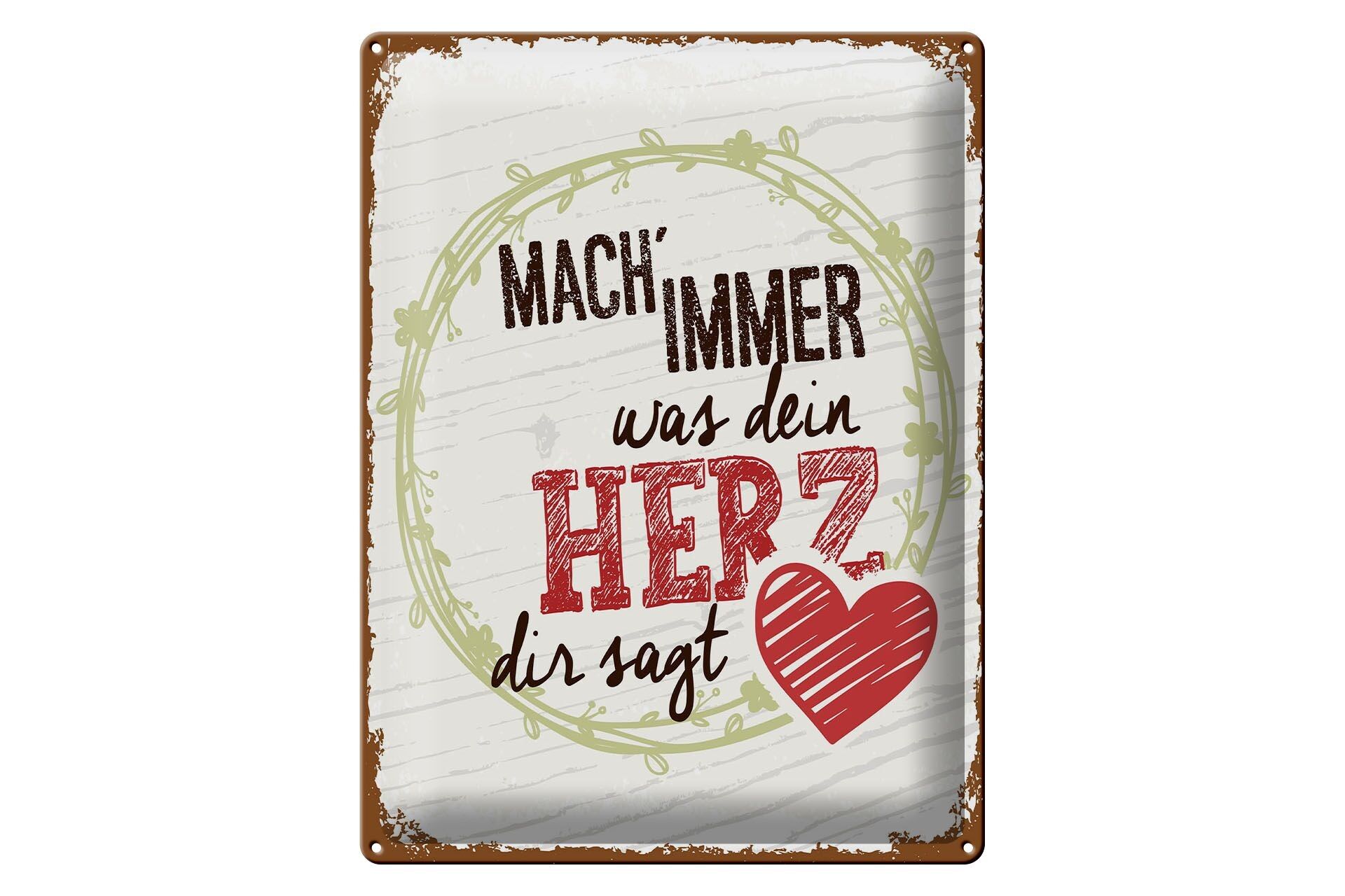 Targa in metallo con scritta "Fai sempre ciò che ti dice il cuore" 30x40 cm