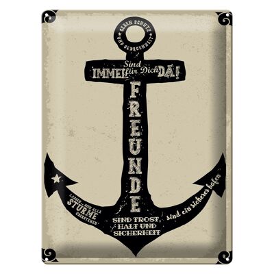 Tin sign saying friends anchor comfort hold security 30x40cm