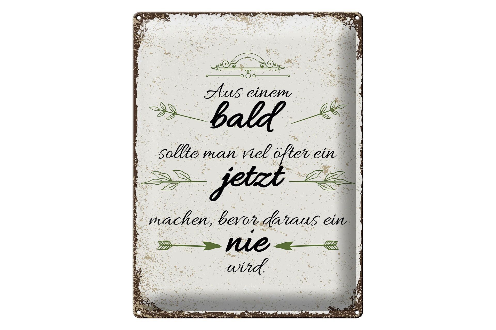 Targa in metallo con scritta Blad "ORA PRIMA MAI" 30x40 cm