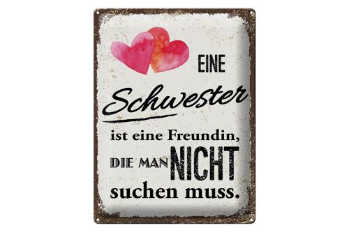 Blechschild Spruch Schwester ist eine Freundin Herz 30x40cm