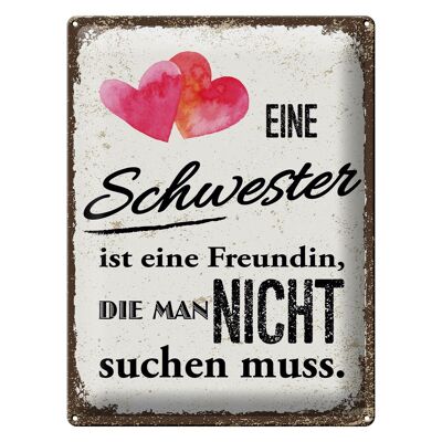 Blechschild Spruch Schwester ist eine Freundin Herz 30x40cm